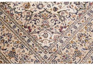 Tappeto Kashan Medaglione Floreale Avorio Blu Scuro 207x314 Cm