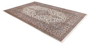 Tappeto Kashan Medaglione Floreale Avorio Blu Polvere 200x300 Cm