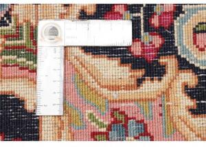 Tappeto Kerman Medaglione Floreale Rosso Blu Scuro 304x421 Cm
