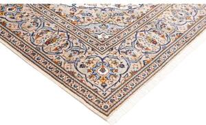 Tappeto Kashan Medaglione Floreale Avorio Blu Polvere 200x300 Cm
