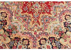 Tappeto Kerman Medaglione Floreale Rosso Blu Scuro 304x421 Cm