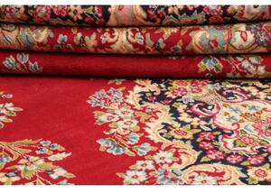 Tappeto Kerman Medaglione Floreale Rosso Blu Scuro 304x421 Cm