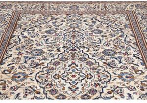 Tappeto Kashan Medaglione Floreale Avorio Blu 200x303 Cm