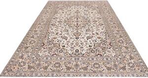 Tappeto Kashan Medaglione Floreale Avorio Blu Scuro 207x314 Cm