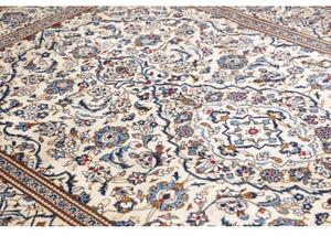 Tappeto Kashan Medaglione Floreale Avorio Blu 200x303 Cm