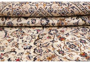 Tappeto Kashan Medaglione Floreale Avorio Blu Scuro 207x314 Cm