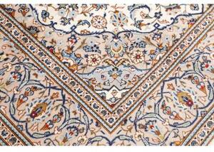 Tappeto Kashan Medaglione Floreale Avorio Blu Polvere 200x300 Cm