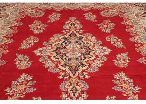Tappeto Kerman Medaglione Floreale Rosso Blu Scuro 304x421 Cm