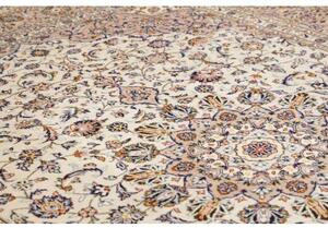 Tappeto Kashan Medaglione Floreale Avorio Beige 252x340 Cm
