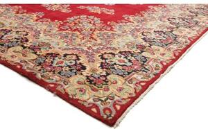 Tappeto Kerman Medaglione Floreale Rosso Blu Scuro 304x421 Cm