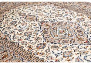 Tappeto Kashan Medaglione Floreale Avorio Blu Polvere 200x300 Cm