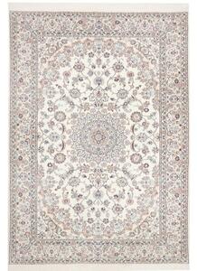 Tappeto Nain 6la Medaglione Floreale Avorio Azzurro 170x242 Cm