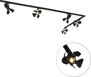 QAZQA - Sistema a binario moderno | Faretto | Faretto da soffitto | Faretto da soffitto | Faretto con 5 luci | Faretto | Faretto da soffitto | Faretto da soffitto | Faretto | Lampada | Lampada nera - Film | Soggiorno