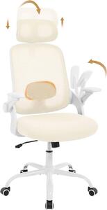 WOLTU Sedia da ufficio ergonomica, supporto lombare, funzione dondolo, tessuto a rete : Beige Colore: Beige