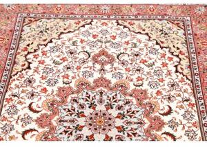 Tappeto Tabriz 50 Raj Medaglione Floreale Rosa Antico Avorio 102x150 Cm