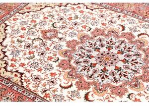 Tappeto Tabriz 50 Raj Medaglione Floreale Rosa Antico Avorio 102x150 Cm