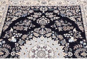 Tappeto Nain 6la Medaglione Floreale Blu Scuro Avorio 110x170 Cm