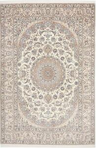 Tappeto Nain 6la Medaglione Floreale Avorio Blu 208x317 Cm