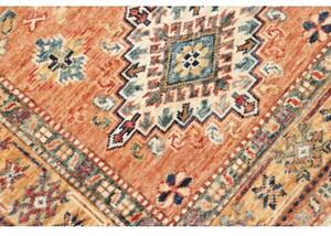 Tappeto Kazak Fine Geometrico Ocra Blu Scuro Corsia 84x299 Cm