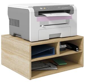 HOMCOM Organizzatore da scrivania effetto legno con 3 scomparti supporto stampante dim. 47L x 40P x 22,5A cm