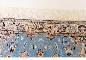 Tappeto Nain 6la Medaglione Floreale Azzurro Beige Corsia 85x440 Cm
