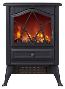 Camino elettrico – Stufa autonoma – Vetro su 3 lati – 900/1800 W – Effetto fiamma 3D multicolore a LED – Termostato regolabile – Protezione contro il surriscaldamento – Colore nero