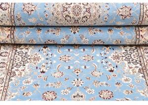 Tappeto Nain 6la Medaglione Floreale Azzurro Beige Corsia 85x440 Cm