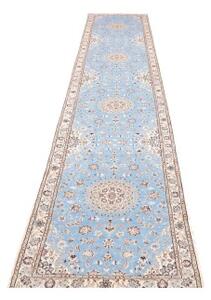 Tappeto Nain 6la Medaglione Floreale Azzurro Beige Corsia 85x440 Cm