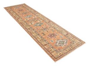 Tappeto Kazak Fine Geometrico Ocra Blu Scuro Corsia 84x299 Cm