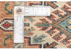 Tappeto Kazak Fine Geometrico Ocra Blu Scuro Corsia 84x299 Cm