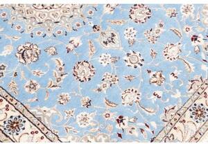 Tappeto Nain 6la Medaglione Floreale Azzurro Beige Corsia 85x440 Cm