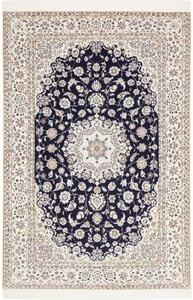 Tappeto Nain 6la Medaglione Floreale Blu Scuro Avorio 160x234 Cm