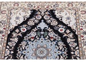 Tappeto Nain 6la Medaglione Floreale Blu Scuro Avorio 73x175 Cm