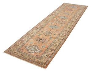 Tappeto Kazak Fine Geometrico Ruggine Blu Petrolio Corsia 83x282 Cm