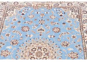 Tappeto Nain 6la Medaglione Floreale Azzurro Beige Corsia 85x440 Cm