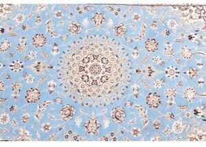 Tappeto Nain 6la Medaglione Floreale Azzurro Beige Corsia 85x440 Cm