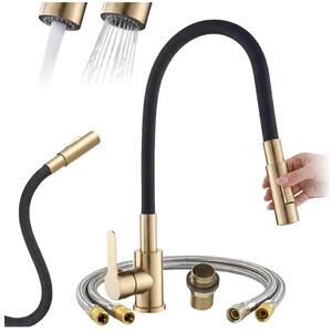 Granitan | Miscelatore da cucina Reno - Altezza 680 mm - Bocca flessibile - Miscelatore da cucina dorato - Orientabile a 360°