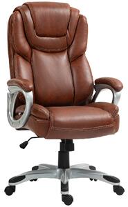 HOMCOM Sedia da ufficio sedia da ufficio con funzione oscillante ruote girevoli 360° 66 x 75,5 x 115,5-124,5 cm marrone