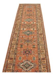 Tappeto Kazak Fine Geometrico Ruggine Beige Corsia 82x282 Cm