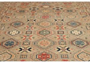 Tappeto Kazak Fine Geometrico Beige Blu 273x374 Cm