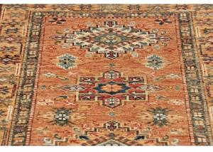 Tappeto Kazak Fine Geometrico Ruggine Blu Petrolio Corsia 83x282 Cm