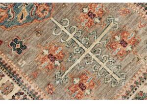 Tappeto Kazak Fine Geometrico Grigio Beige Corsia 77x256 Cm