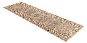 Tappeto Kazak Fine Geometrico Grigio Beige Corsia 77x256 Cm