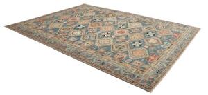 Tappeto Kazak Fine Geometrico Blu Beige 279x379 Cm