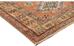 Tappeto Kazak Fine Geometrico Ruggine Blu Petrolio Corsia 83x282 Cm