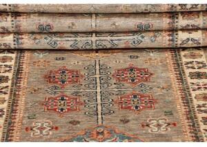 Tappeto Kazak Fine Geometrico Grigio Beige Corsia 79x254 Cm