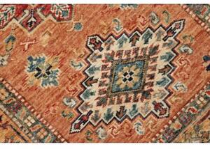 Tappeto Kazak Fine Geometrico Ruggine Blu Petrolio Corsia 83x282 Cm