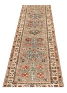 Tappeto Kazak Fine Geometrico Grigio Beige Corsia 79x254 Cm