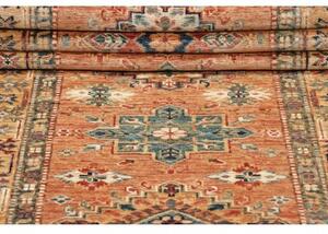 Tappeto Kazak Fine Geometrico Ruggine Blu Petrolio Corsia 83x282 Cm
