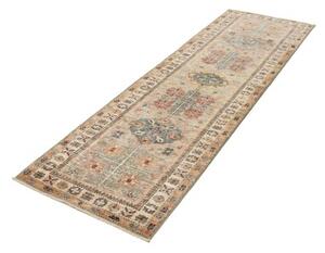 Tappeto Kazak Fine Geometrico Grigio Beige Corsia 77x256 Cm